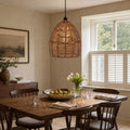 Lightsin Boho Rattan Pendant Light – Handwoven Wicker Ceiling Light Fixture for Living Room, Kitchen, and Bohemian Interiors
