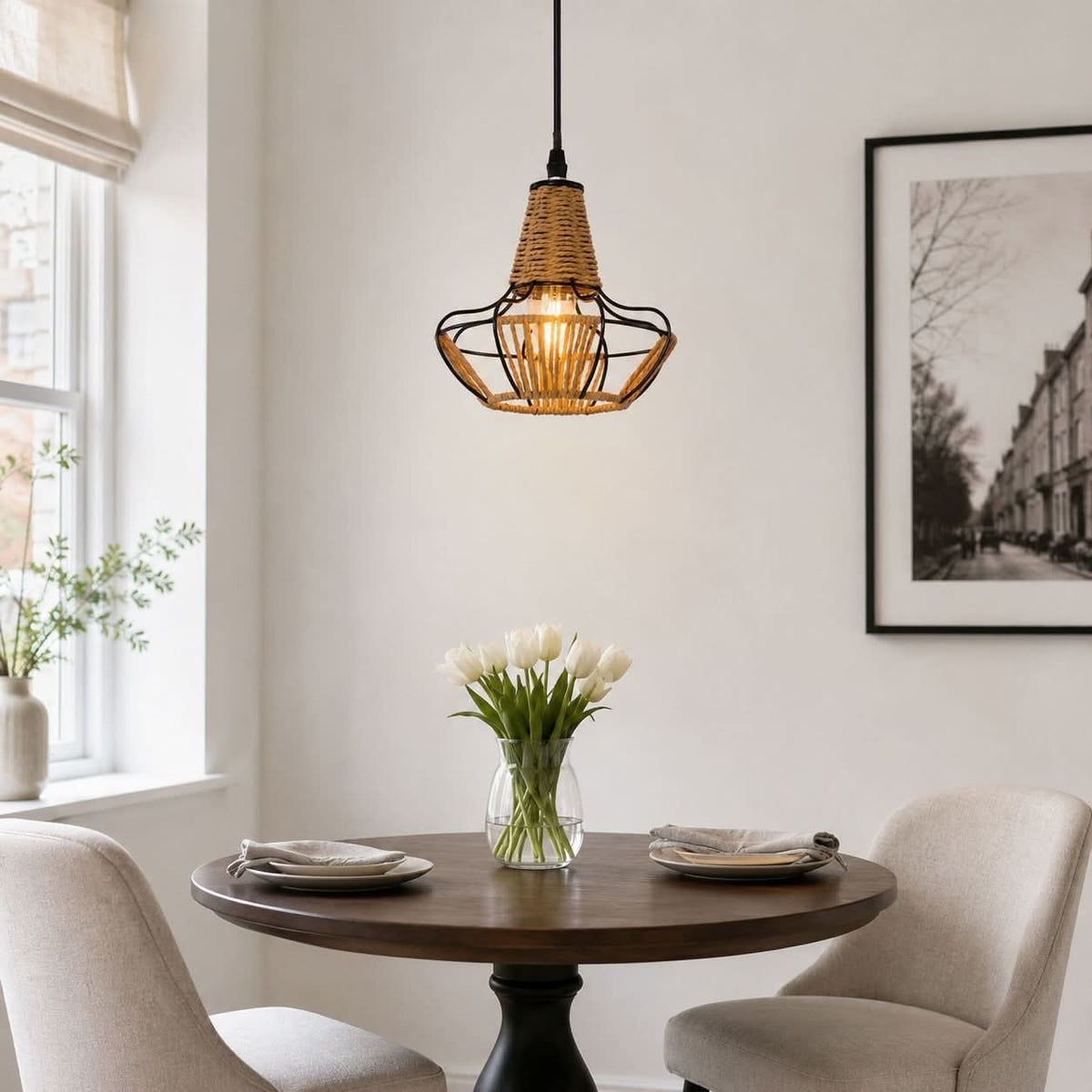 Glyph-Lightsin Woven Rattan Cage Pendant Light for Natural Charm and Effortless Elegance