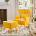 77cm W Occasion Faux Wool Wingback Chair Padded Armchair and Footstool