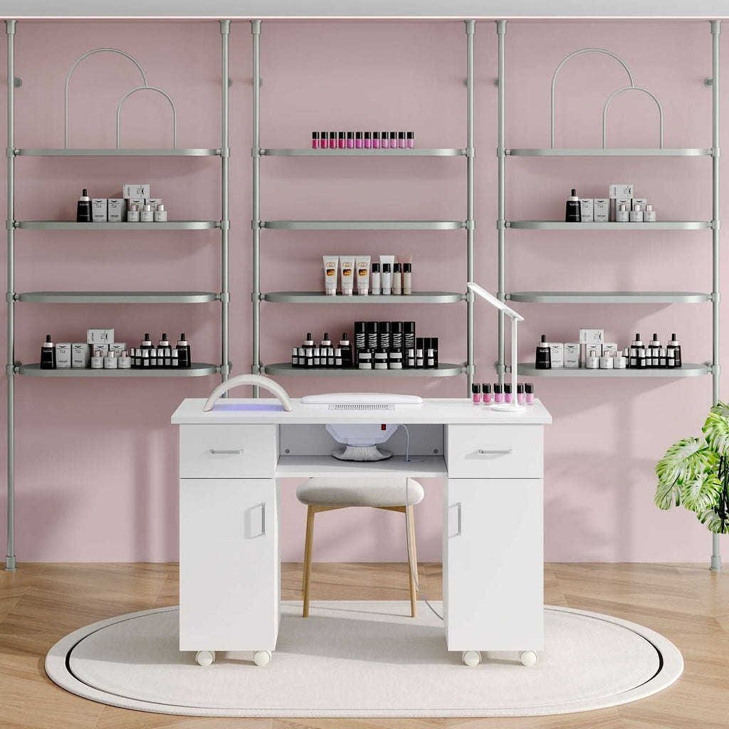 120cm Wide Wheeled Manicure Table with Electric Dust Extractor