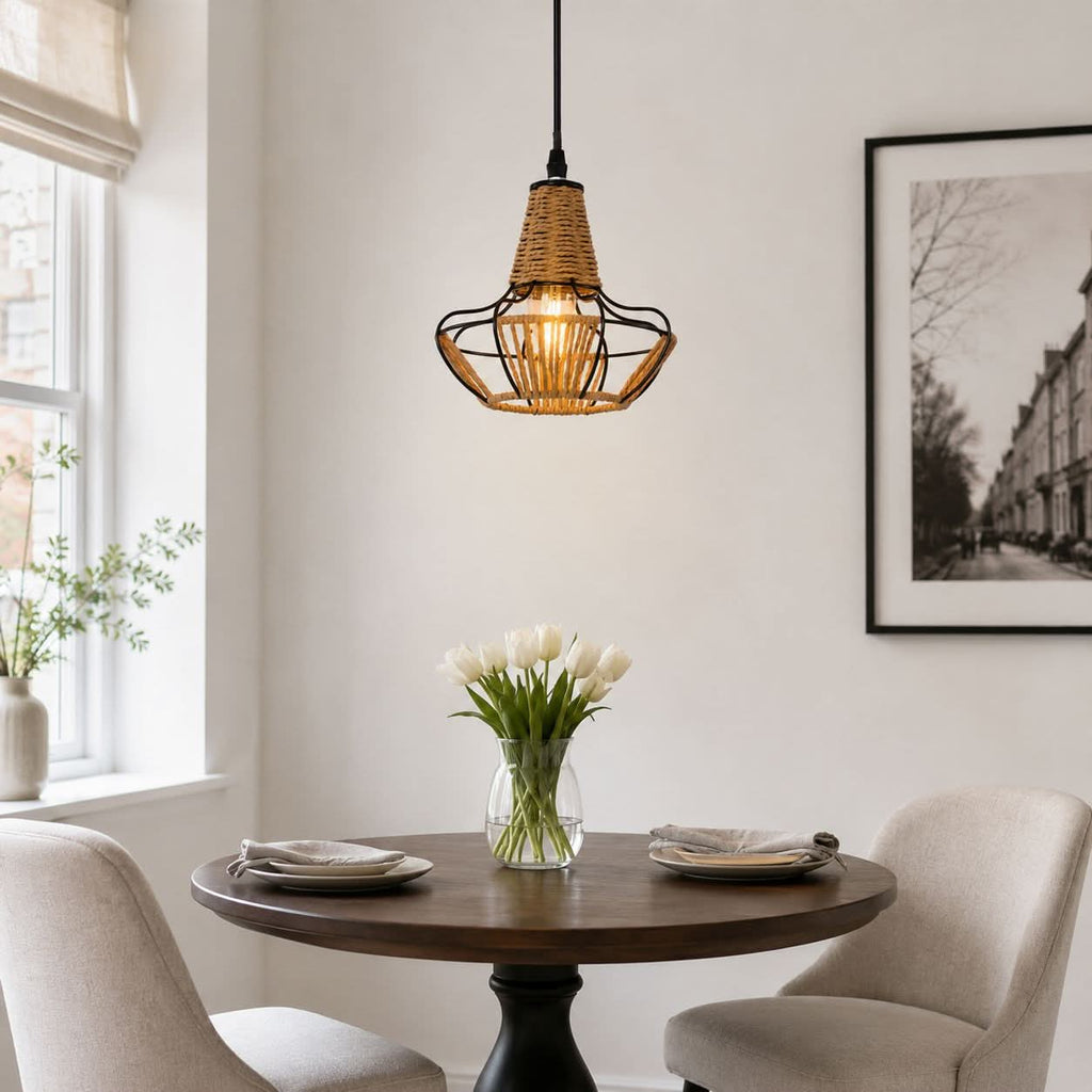 ‍Lightsin Woven Rattan Cage Pendant Light for Natural Charm and Effortless Elegance (100% off)