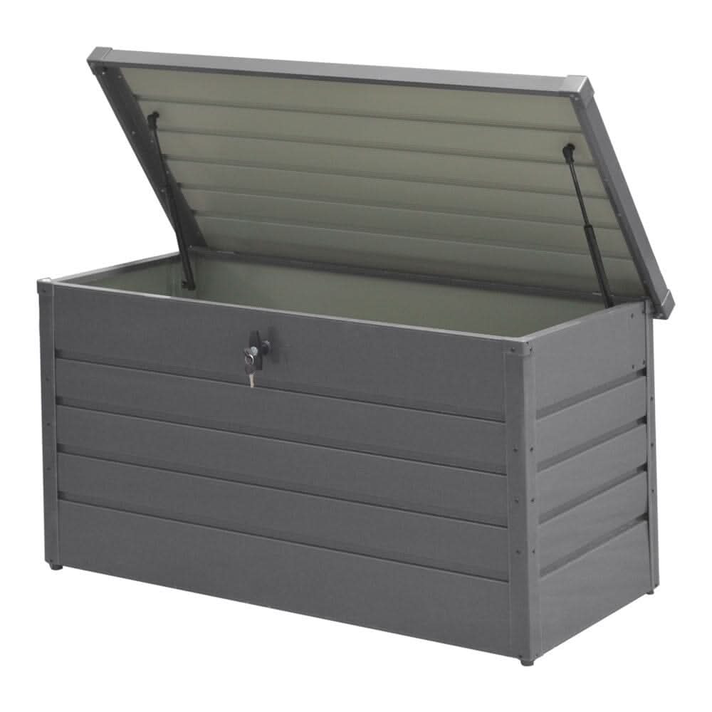 350L Metal Outdoor Garden Storage Box Lockable Grey