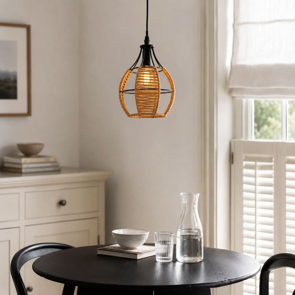 Glyph-Lightsin Woven Paper Rope Pendant Light for Cozy Elegance and Timeless Charm