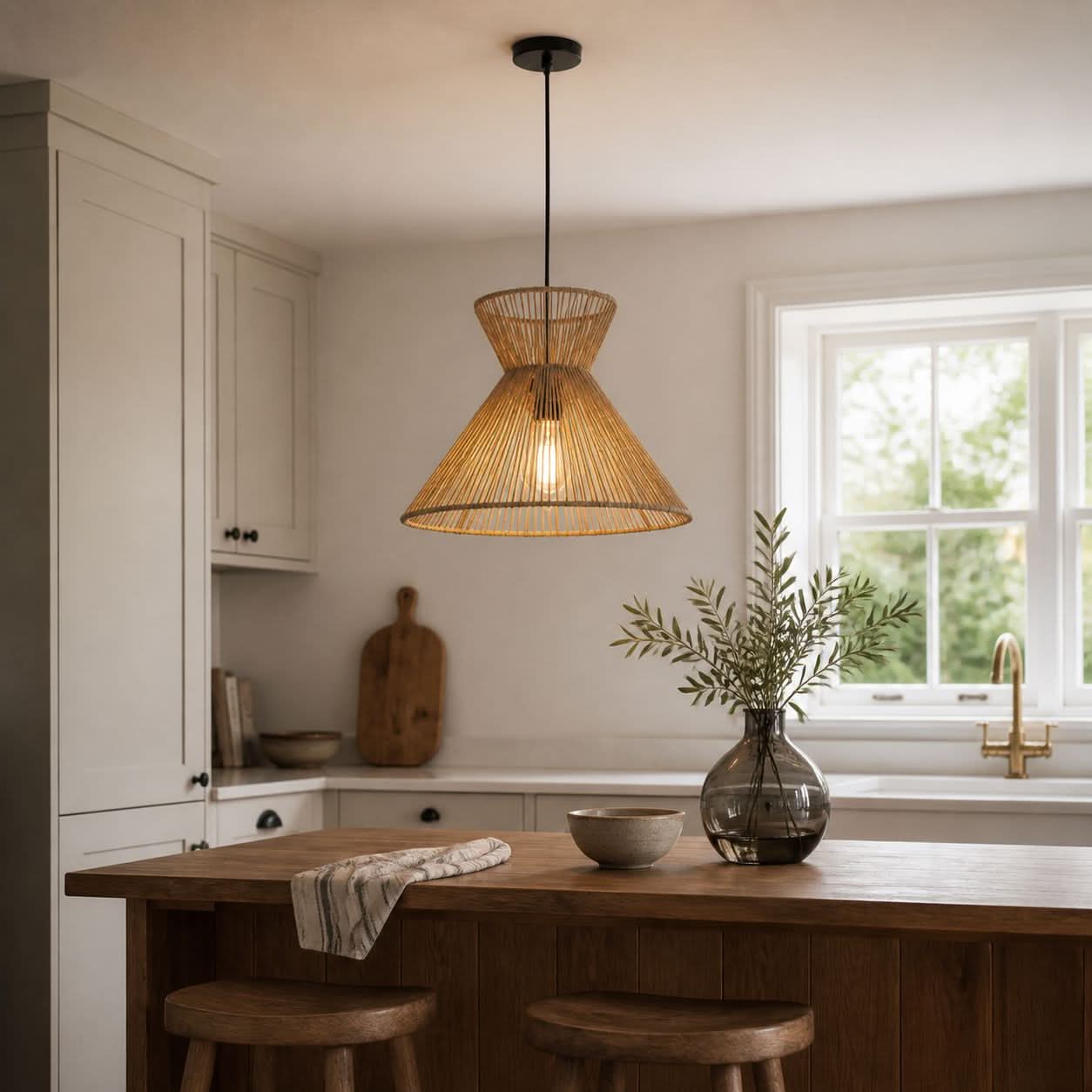Lightsin Handwoven Paper Rope Pendant Light – Eco-Friendly Ceiling Fixture for Kitchen, Living Room & Bathroom