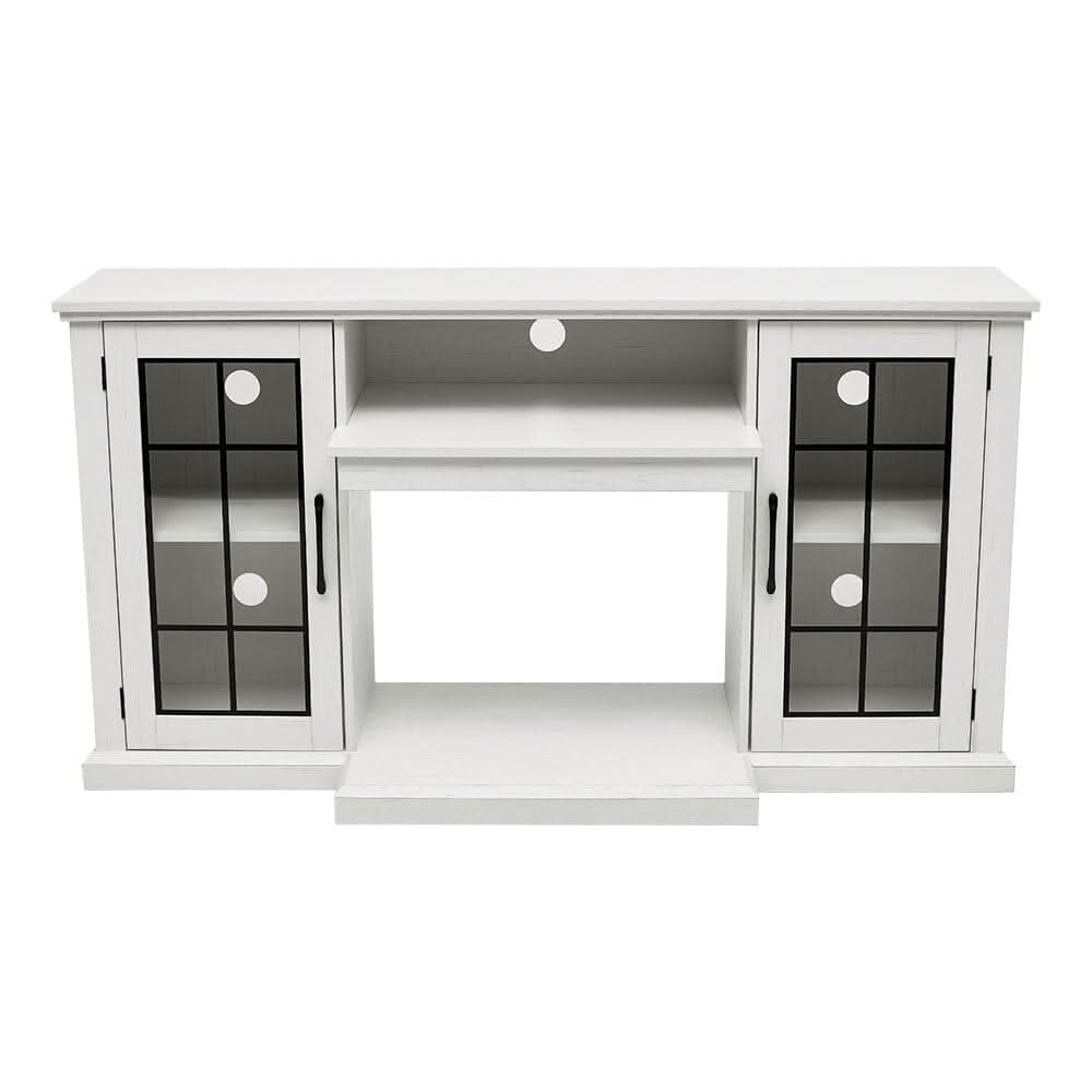 150CM W 3-sided electric fireplace TV cabinet with glass doors enclosed storage cabinet 3 flame colours