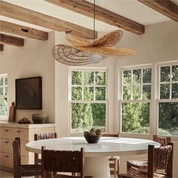 Lightsin Vintage Countryside Rattan Craft Handwoven Creative Pendant Light Fixtures