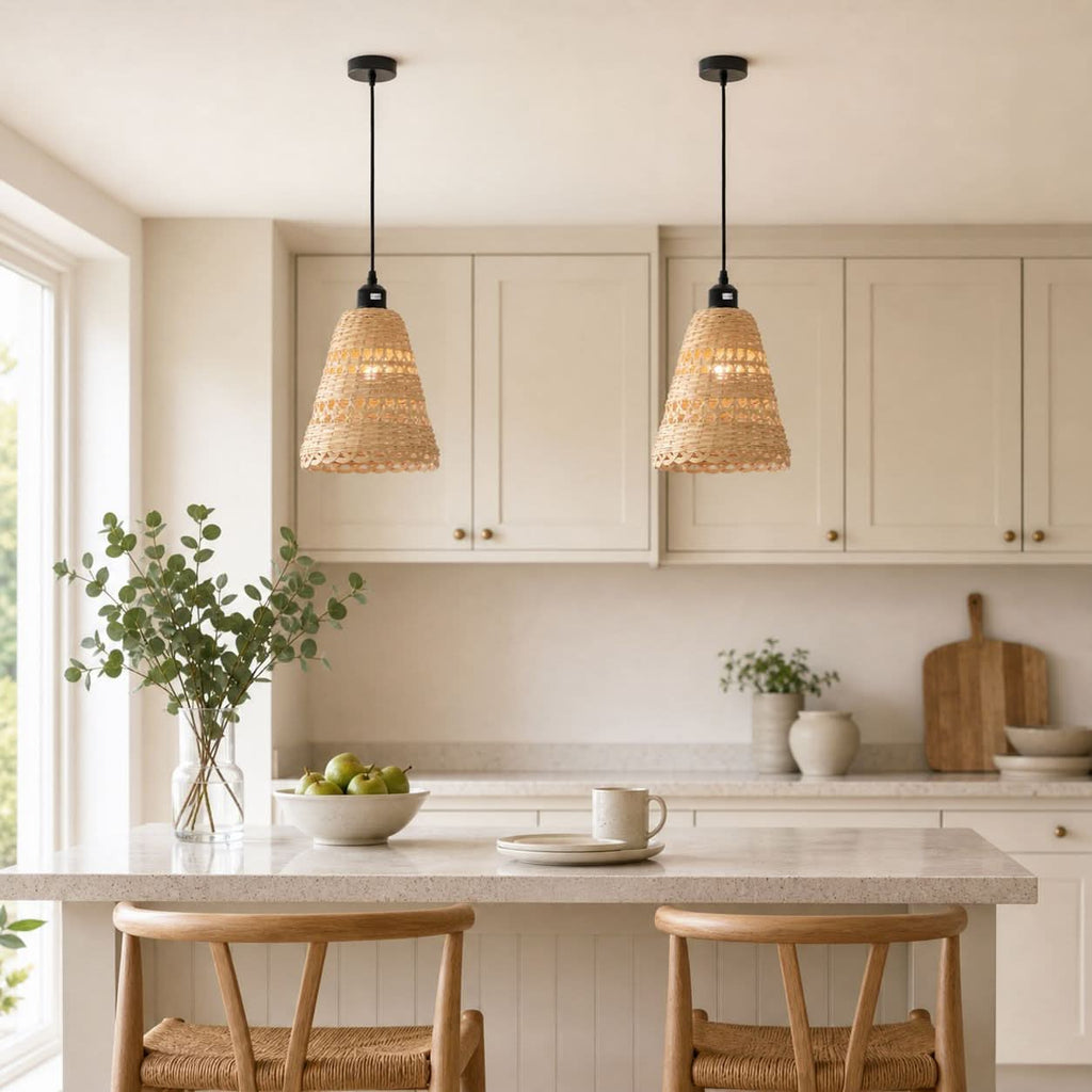 Lightsin Modern Bamboo Handwoven Warm Glow Pendant Light
