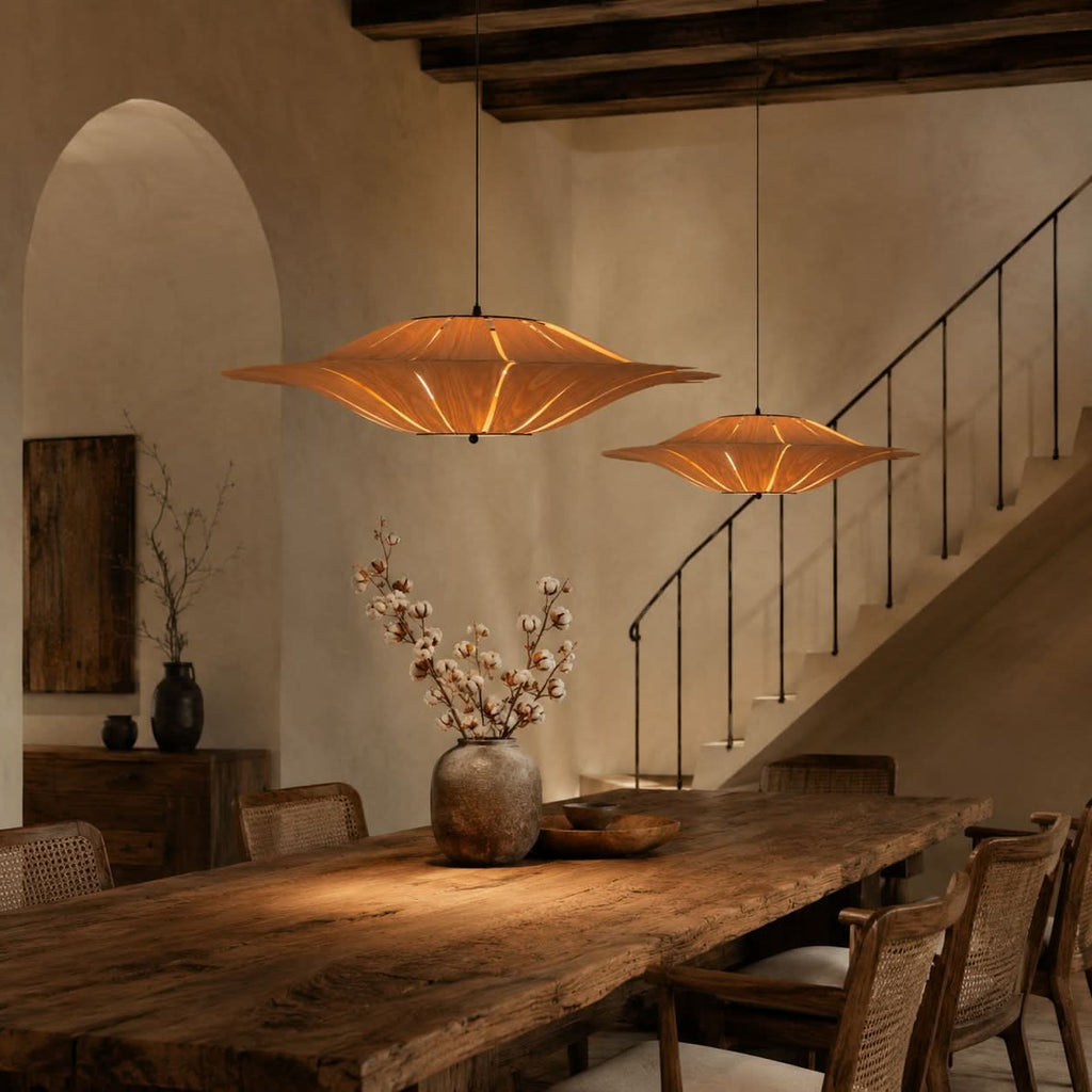 Lightsin Serene Wood Veneer LED Pendant Light with Tranquil Disc Design