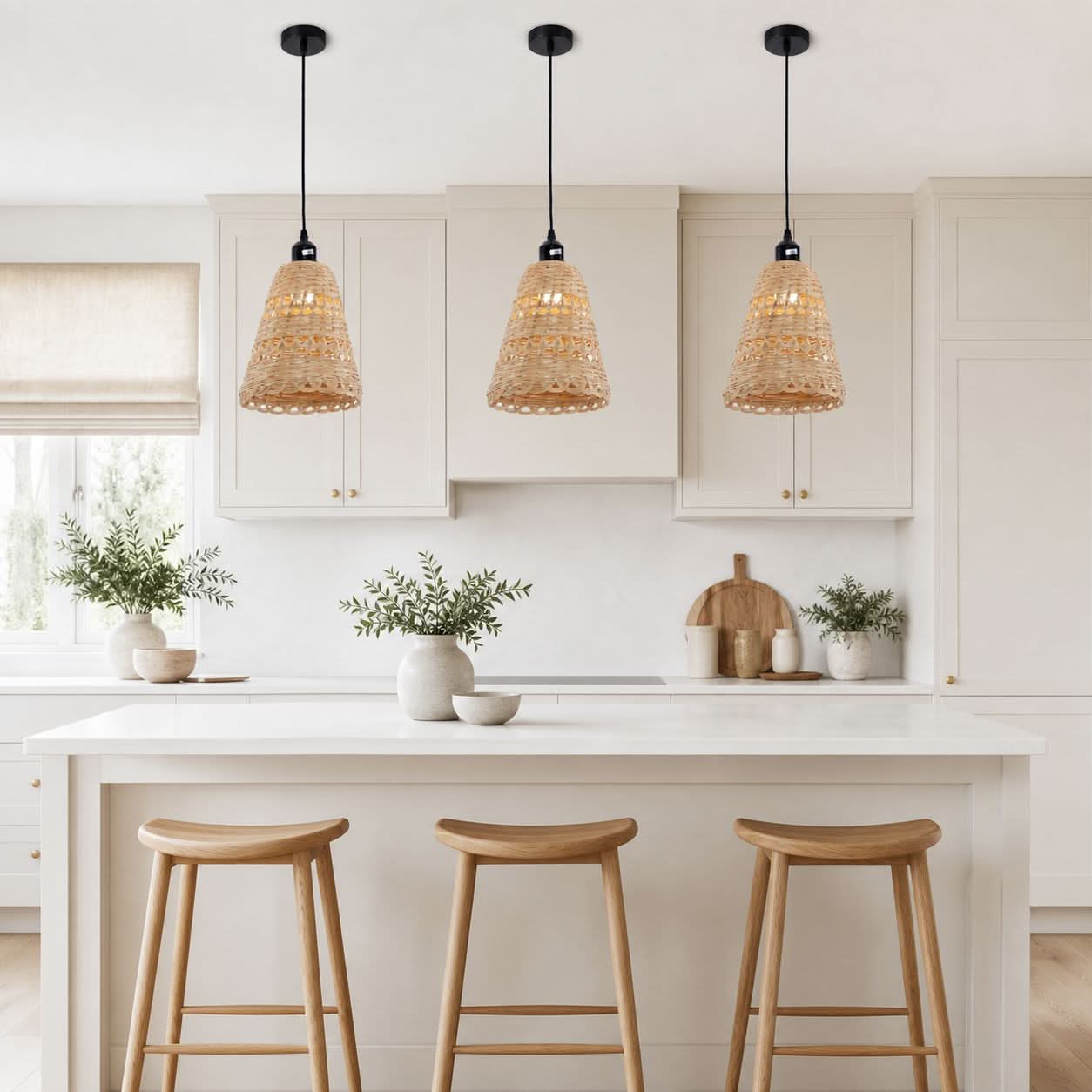 Lightsin Modern Bamboo Handwoven Warm Glow Pendant Light
