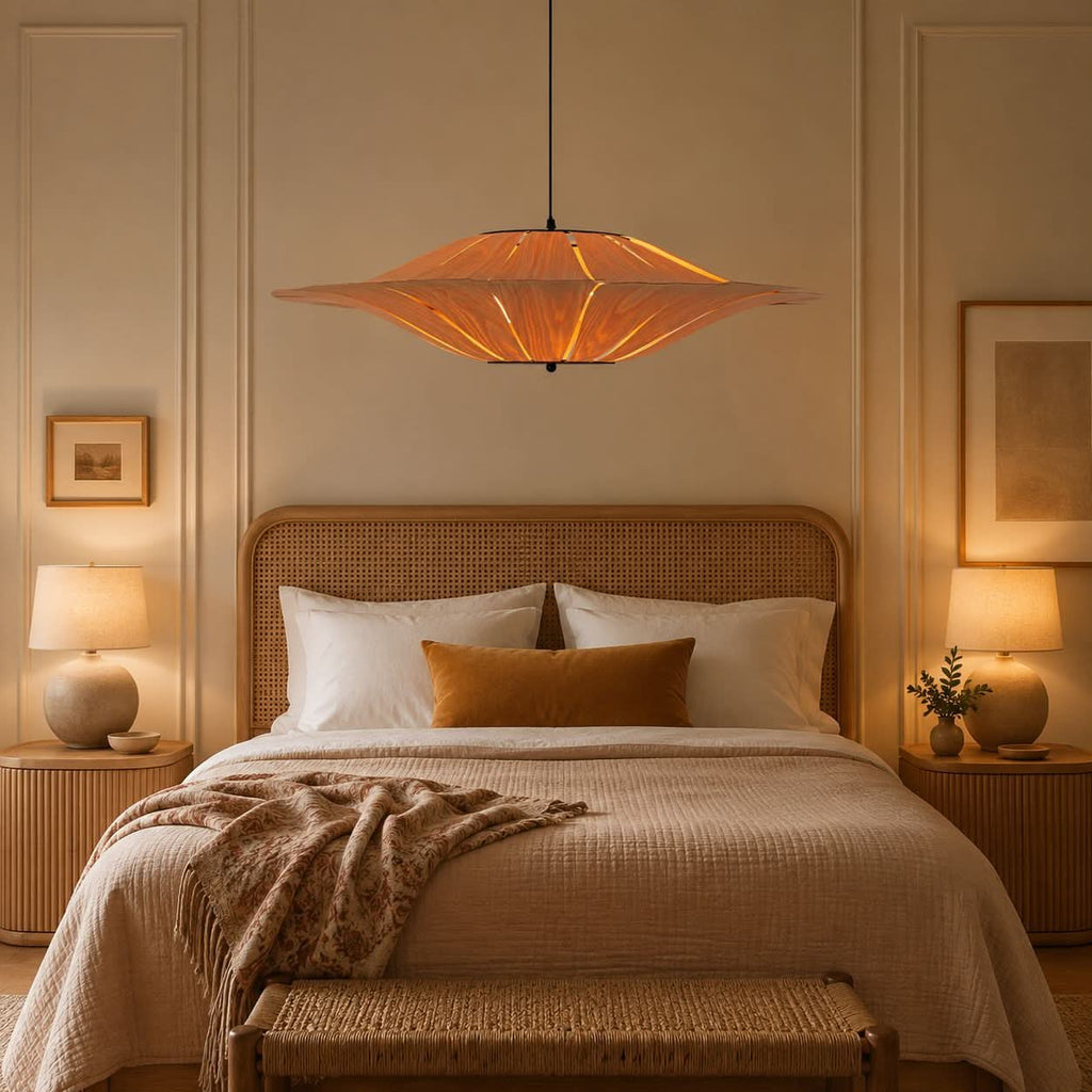 Lightsin Serene Wood Veneer LED Pendant Light with Tranquil Disc Design
