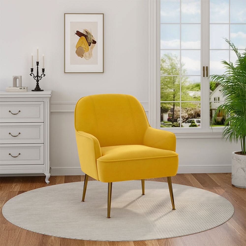 2ft Leisure Velvet Armchair with Gold-Plated Metal Legs