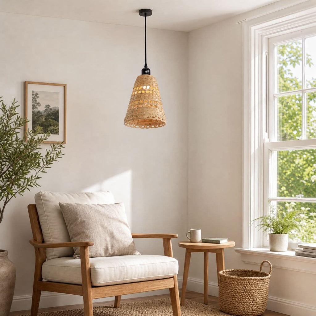 Lightsin Modern Bamboo Handwoven Warm Glow Pendant Light