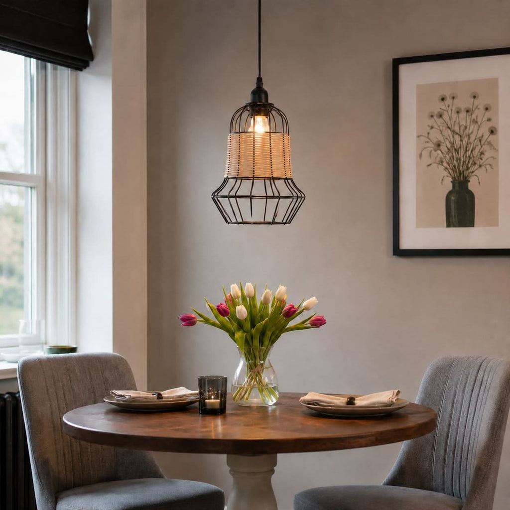 ‍Lightsin Basket-Inspired Bar Pendant Light Natural Rattan Pendant Lighting (100% off)