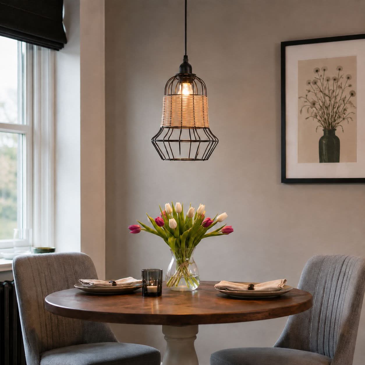 ‍Lightsin Basket-Inspired Bar Pendant Light Natural Rattan Pendant Lighting (100% off)
