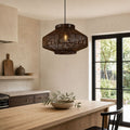 Lightsin Rattan Pendant Light for Modern Boho Interiors – Handwoven Kitchen Island Pendant Light for Living Room, Dining, and Bathroom Ceiling Lighting