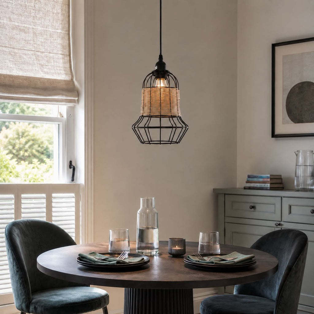 ‍Lightsin Basket-Inspired Bar Pendant Light Natural Rattan Pendant Lighting (100% off)