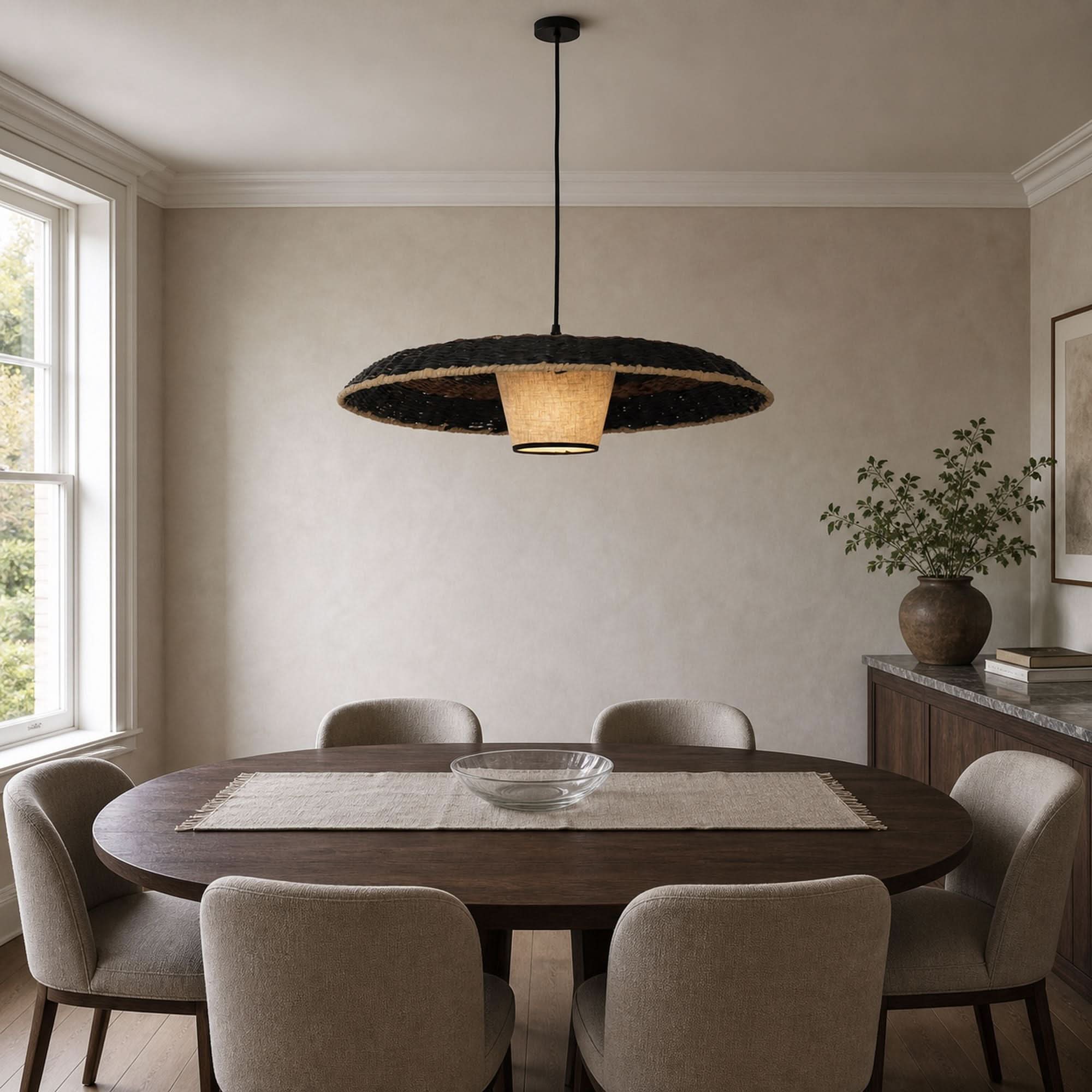 Lightsin Stylish Two-Tone Handwoven Pendant Light Fixture