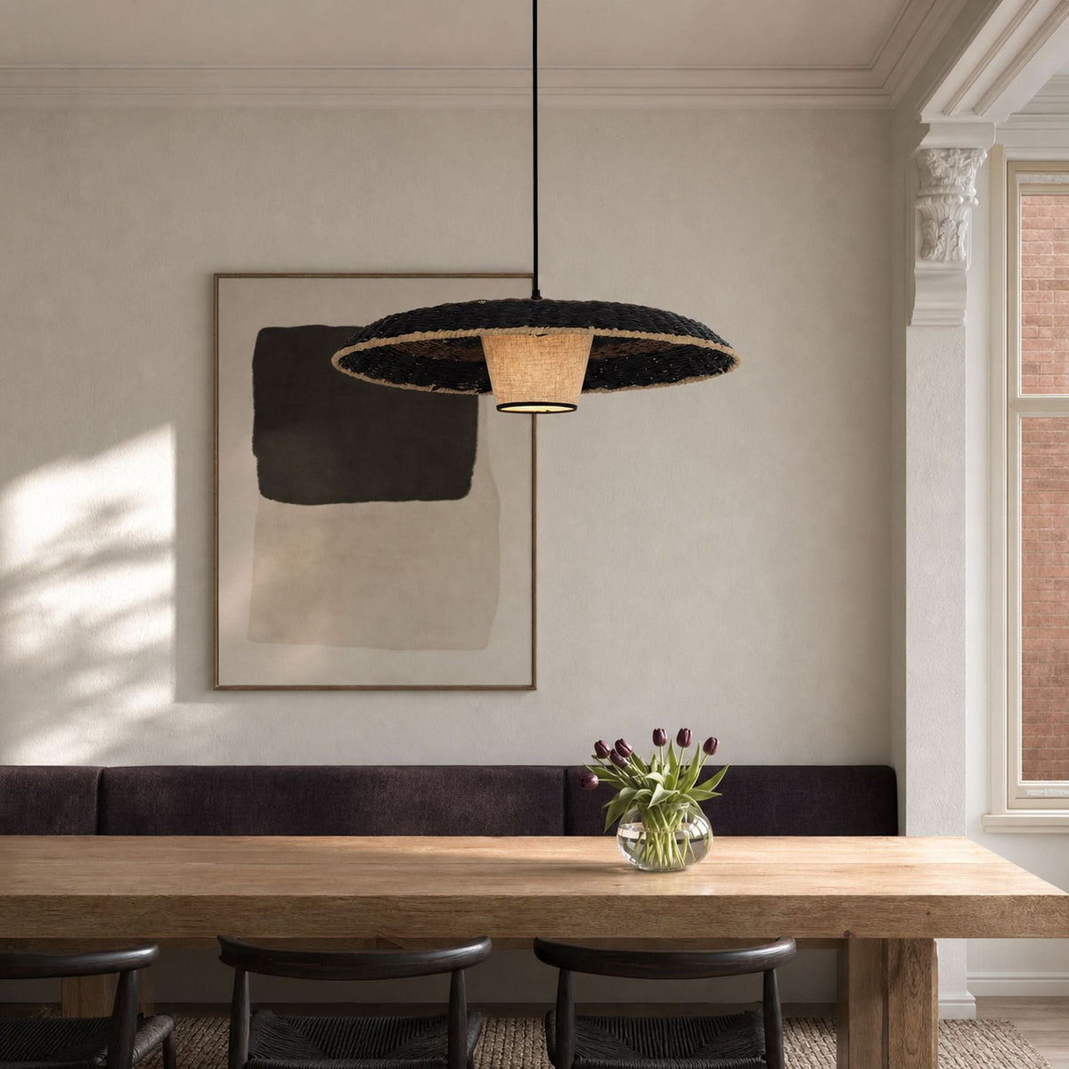Lightsin Stylish Two-Tone Handwoven Pendant Light Fixture