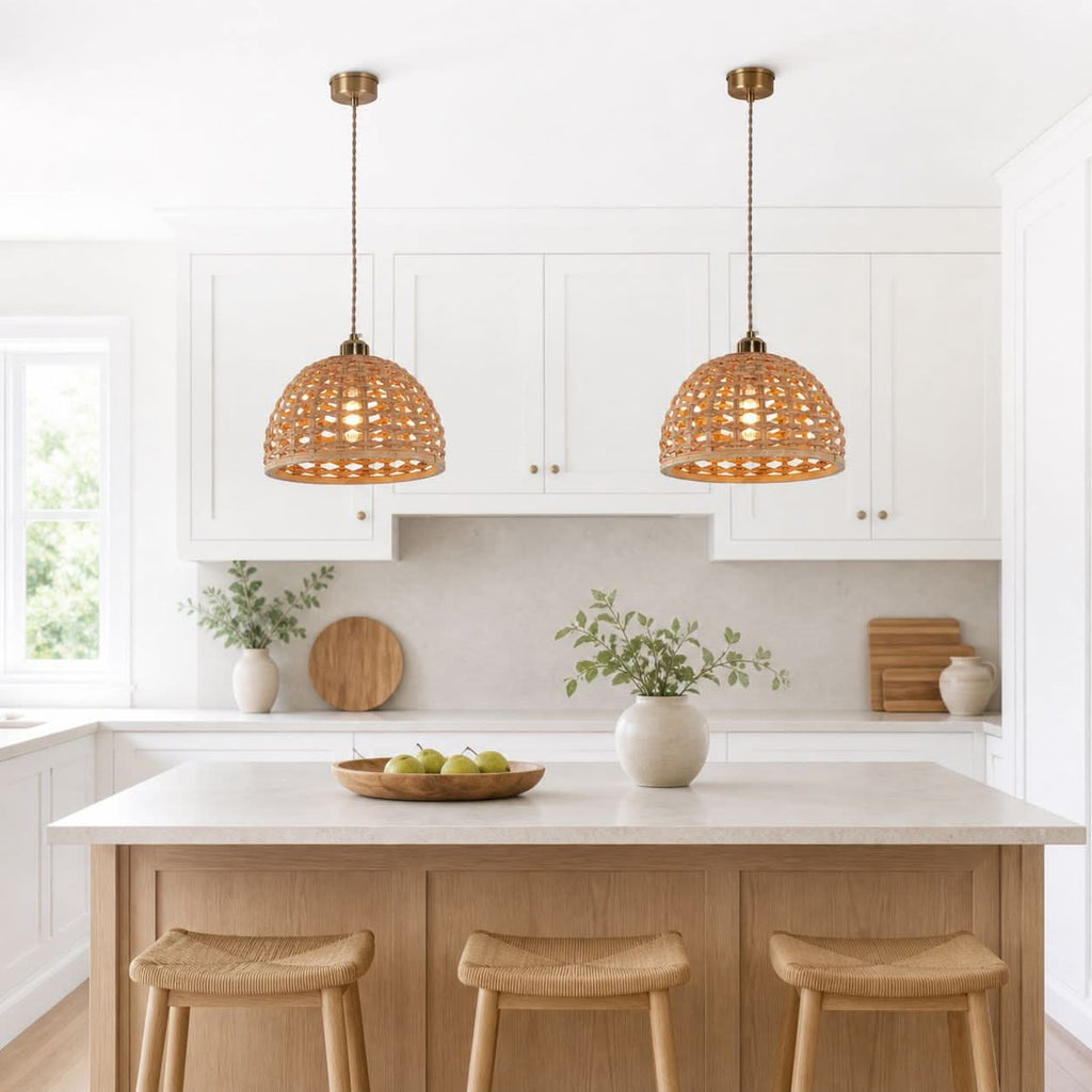 Lightsin Nature-Inspired Wooden Dome Warm Glow Pendant Light
