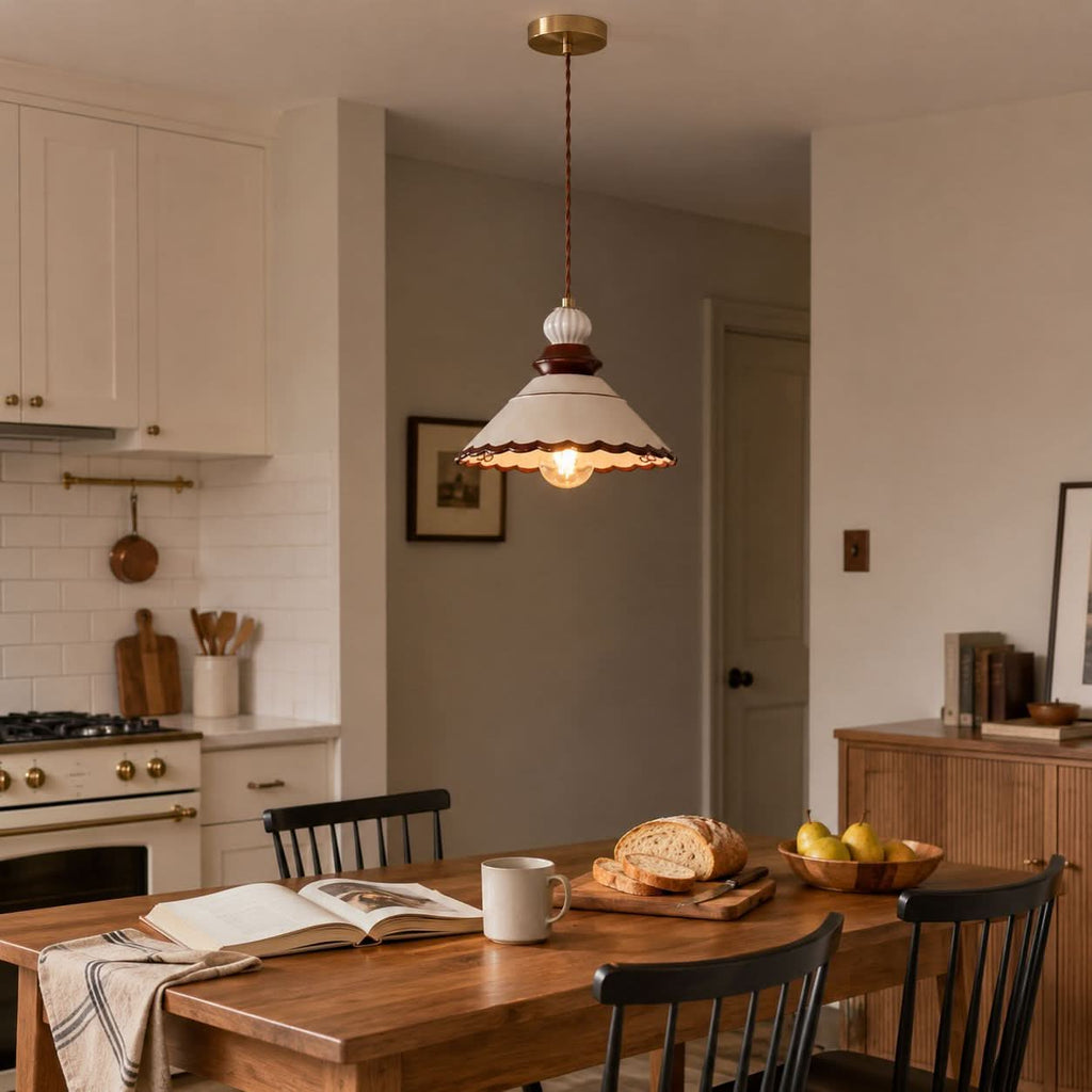 Brown Ceramic Lace Pendant Light | E27 Decorative Ceiling Lamp