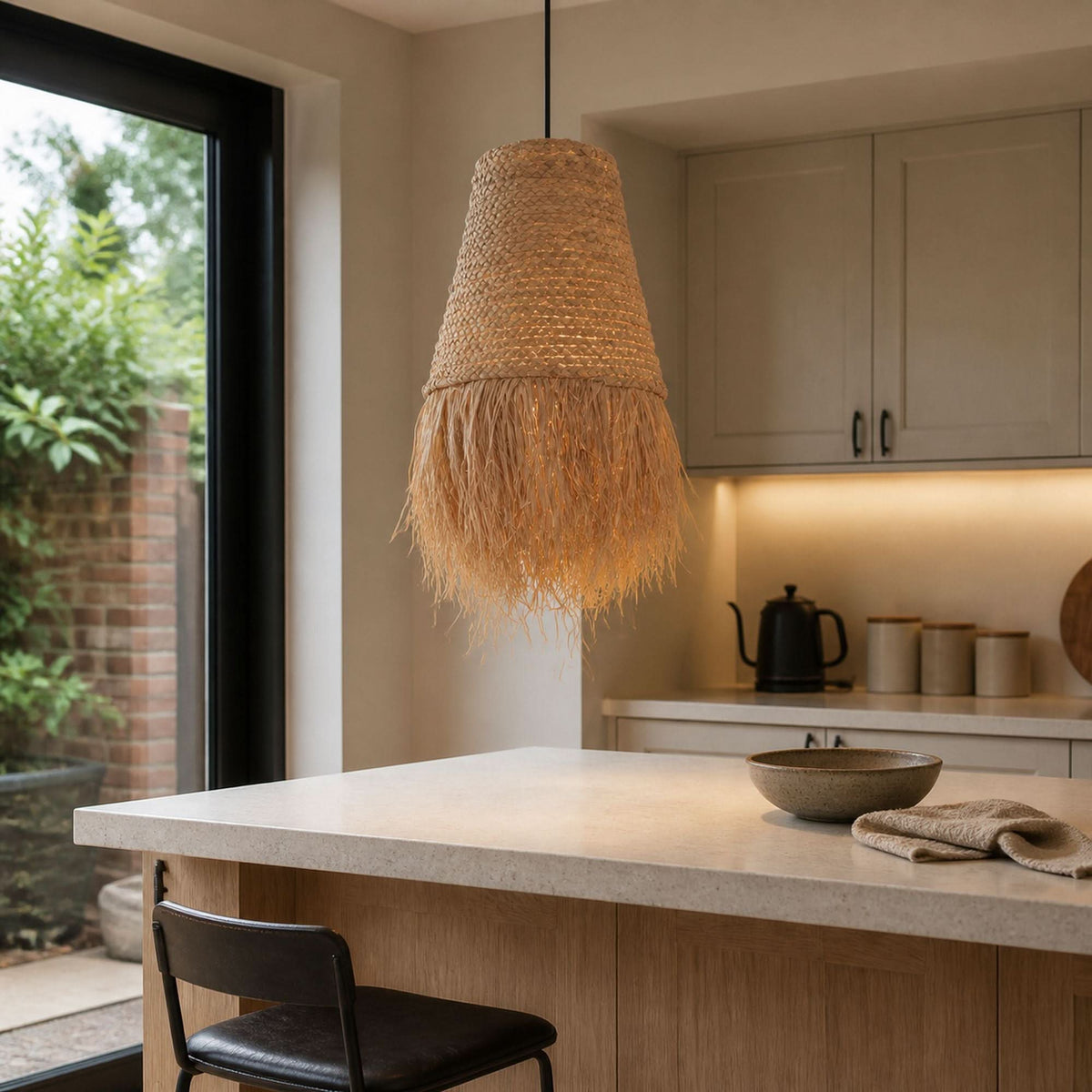 Lightsin Zen Wabi-Sabi Woven Pendant Light with Natural Grass Texture
