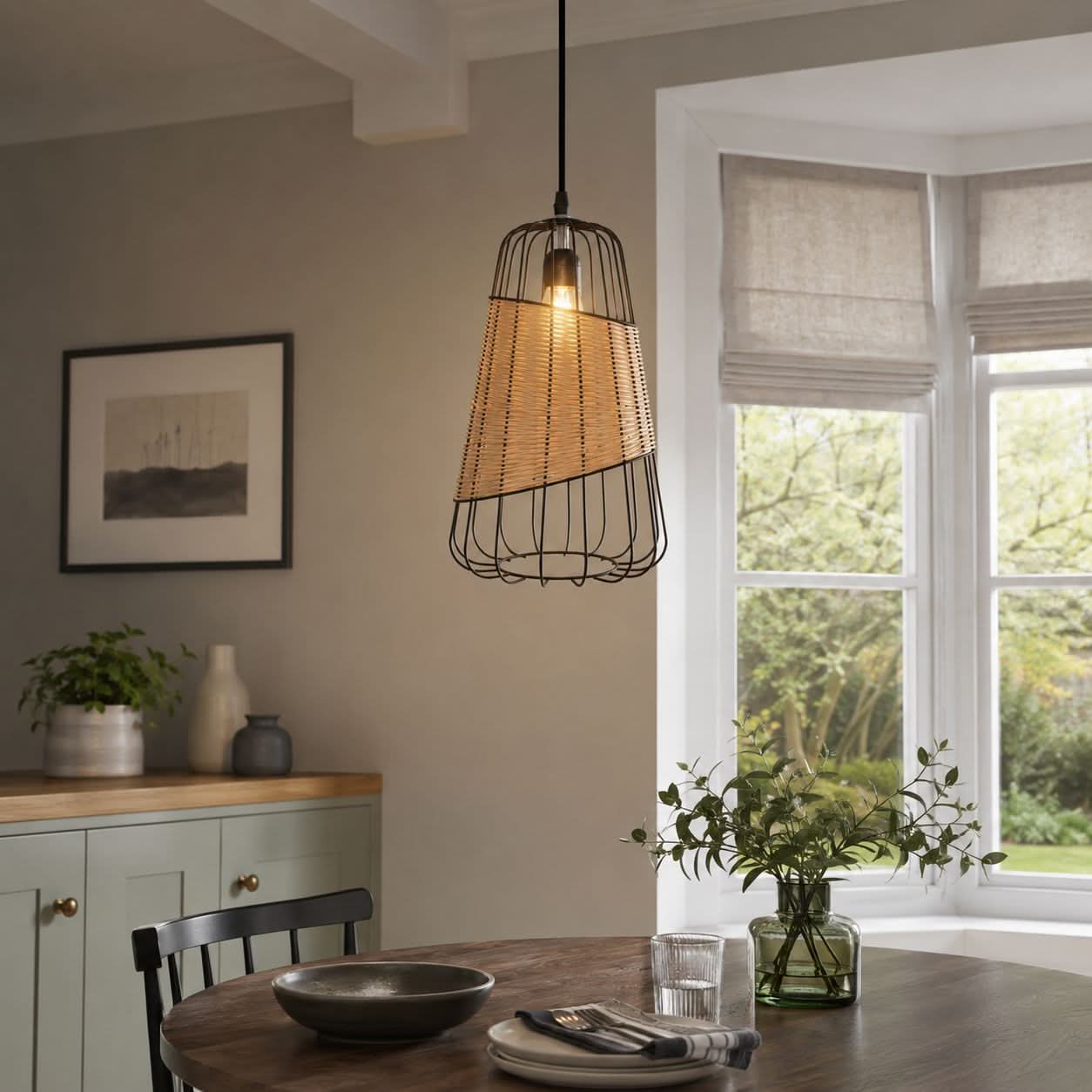 Glyph-Lightsin Lantern-Inspired Rattan Ceiling Light for Cozy Natural Elegance