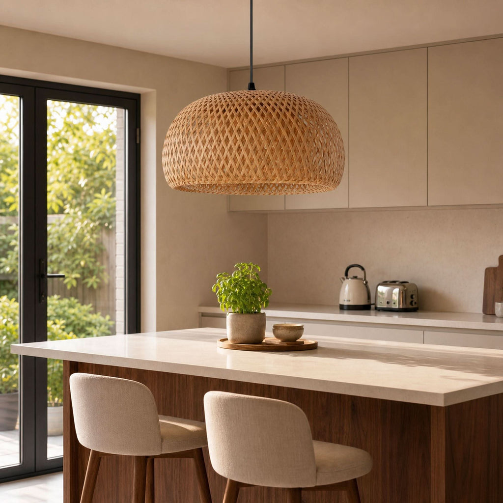 Lightsin Vintage Handwoven Bamboo Dome Pendant Light