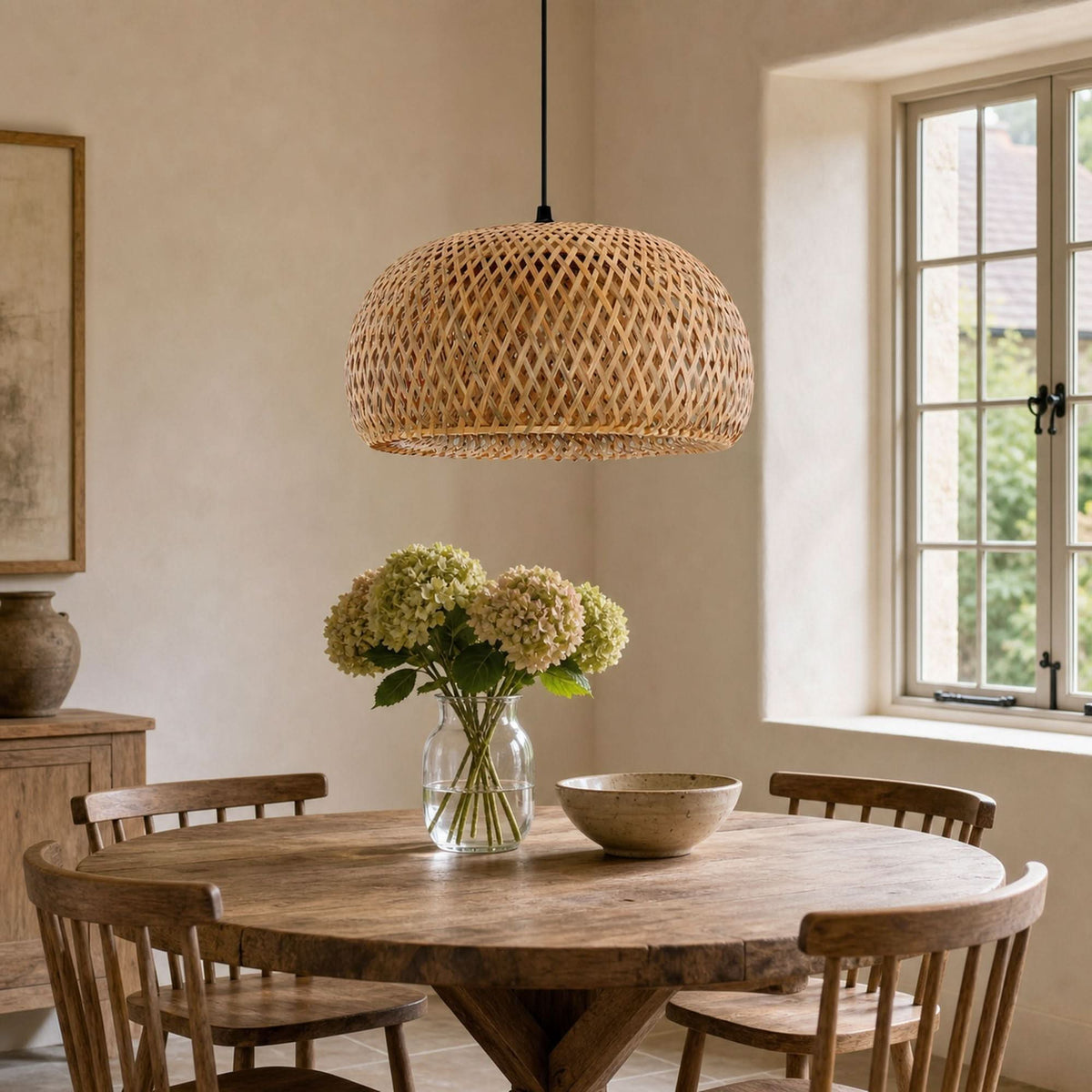 Lightsin Vintage Handwoven Bamboo Dome Pendant Light