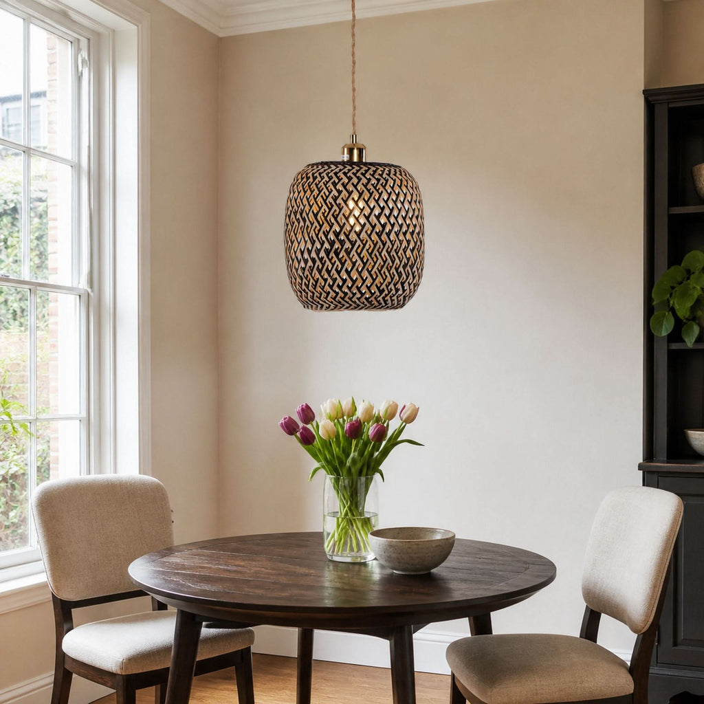 Lightsin Geometric Black Bamboo Pendant Light