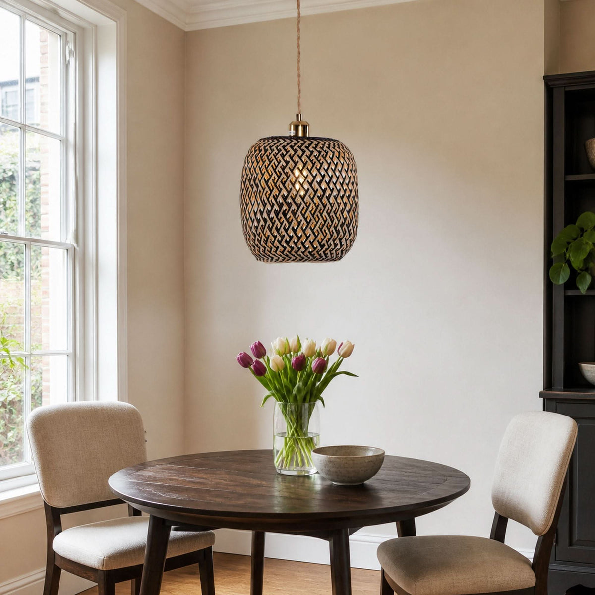 Lightsin Geometric Black Bamboo Pendant Light