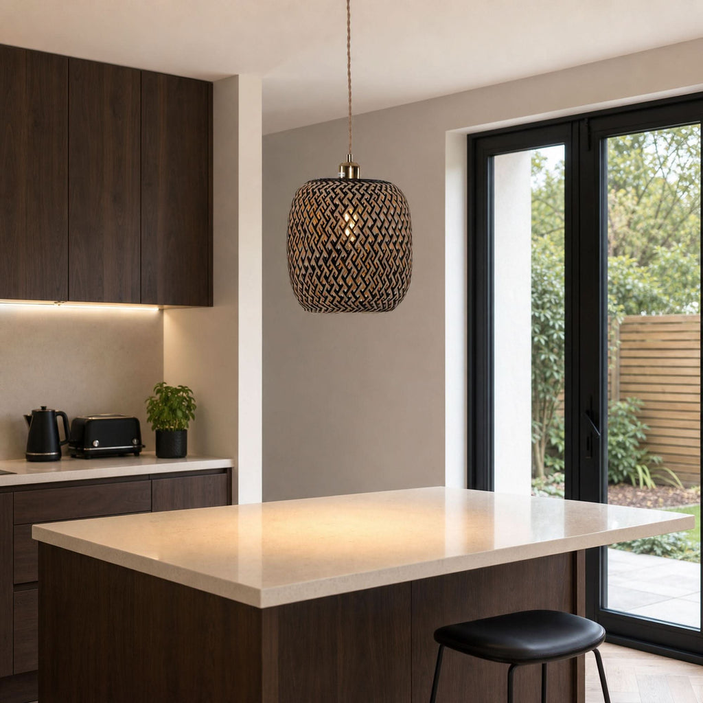 Lightsin Geometric Black Bamboo Pendant Light