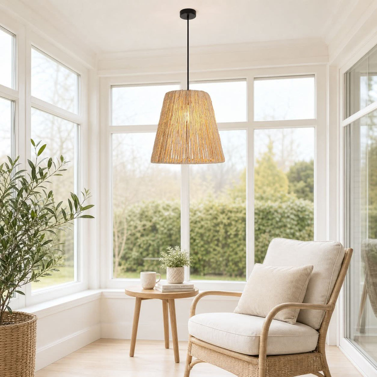 Lightsin Rustic Hemp Rope Woven Pendant Light for Cozy Interiors