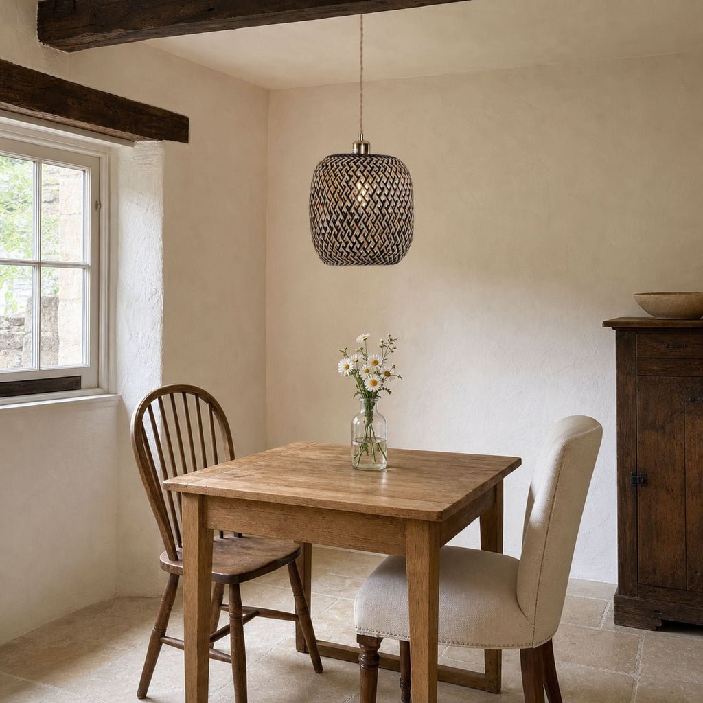 Lightsin Geometric Black Bamboo Pendant Light