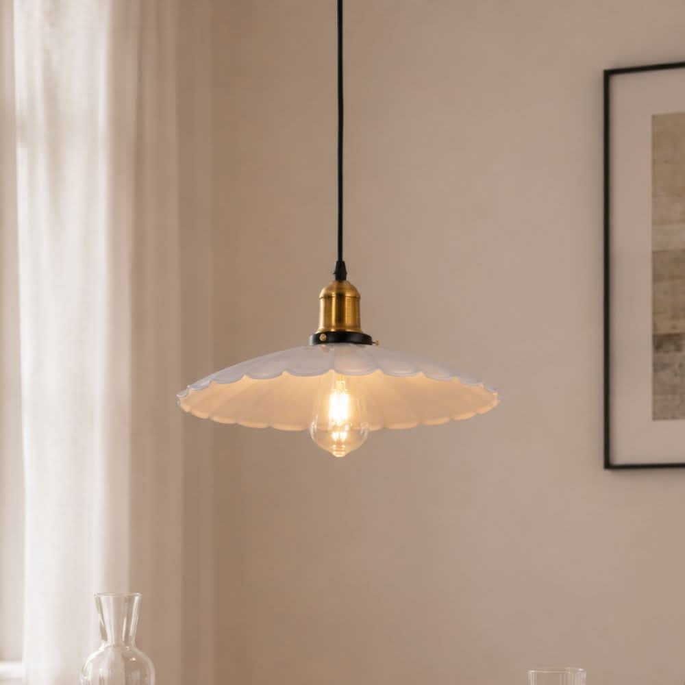 White Iron Pendant Light | Adjustable E27 Ceiling Lamp