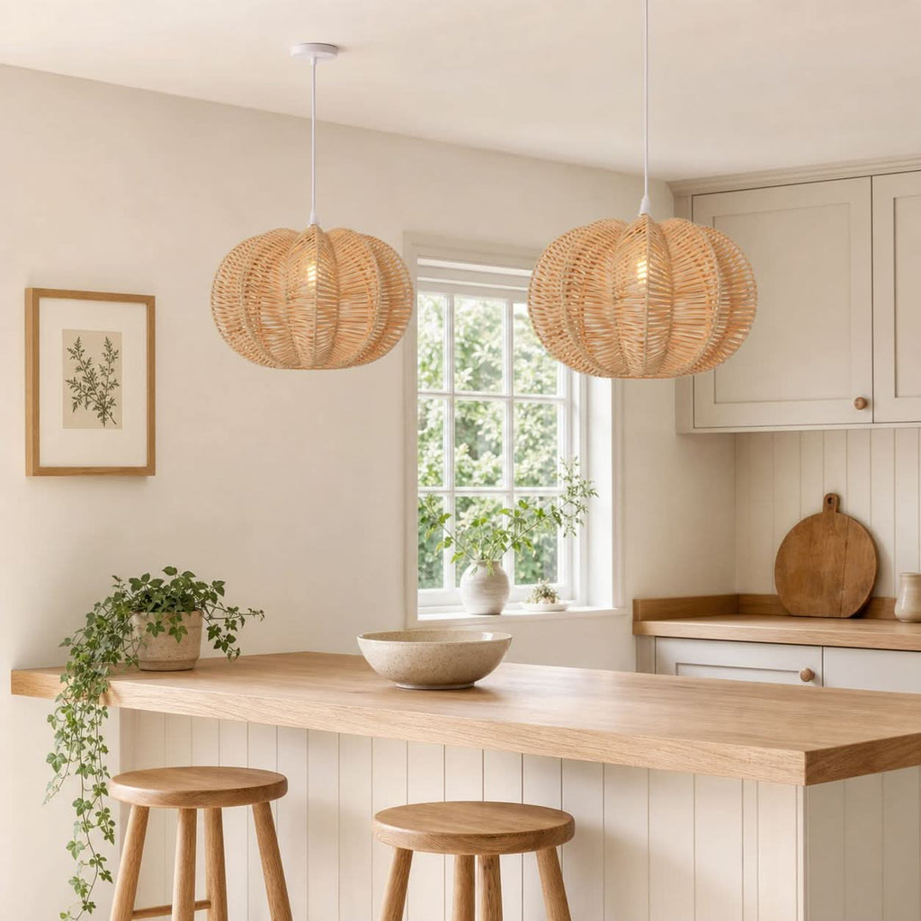Lightsin Scandinavian Round Rattan Hanging Lamp