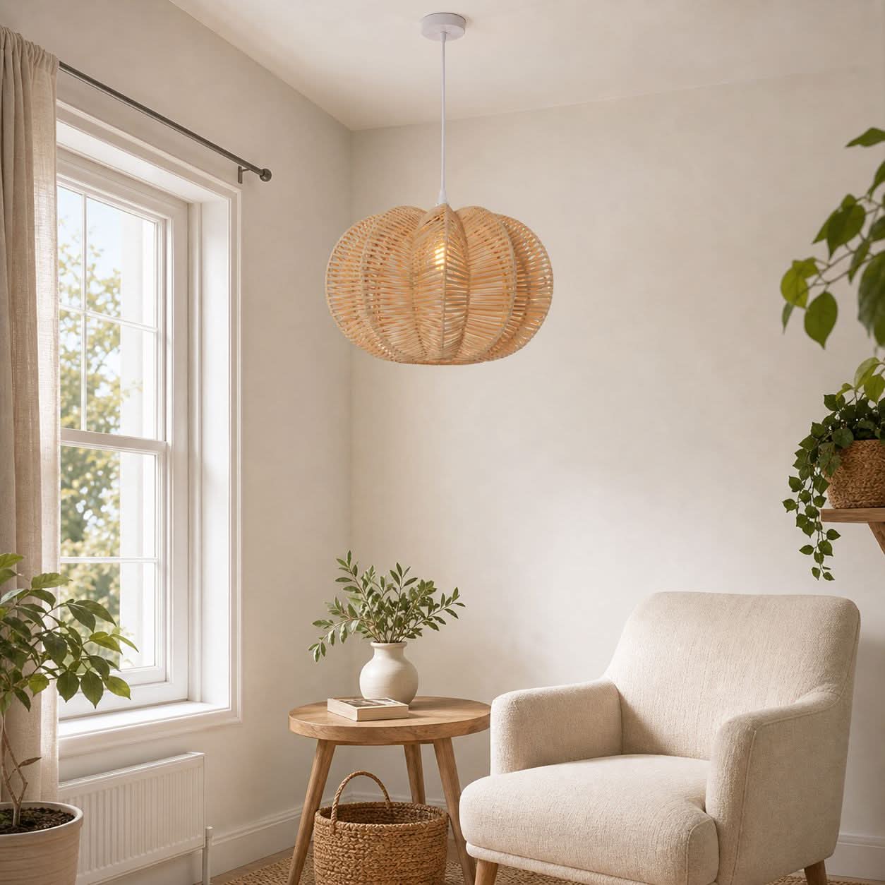 Lightsin Scandinavian Round Rattan Hanging Lamp