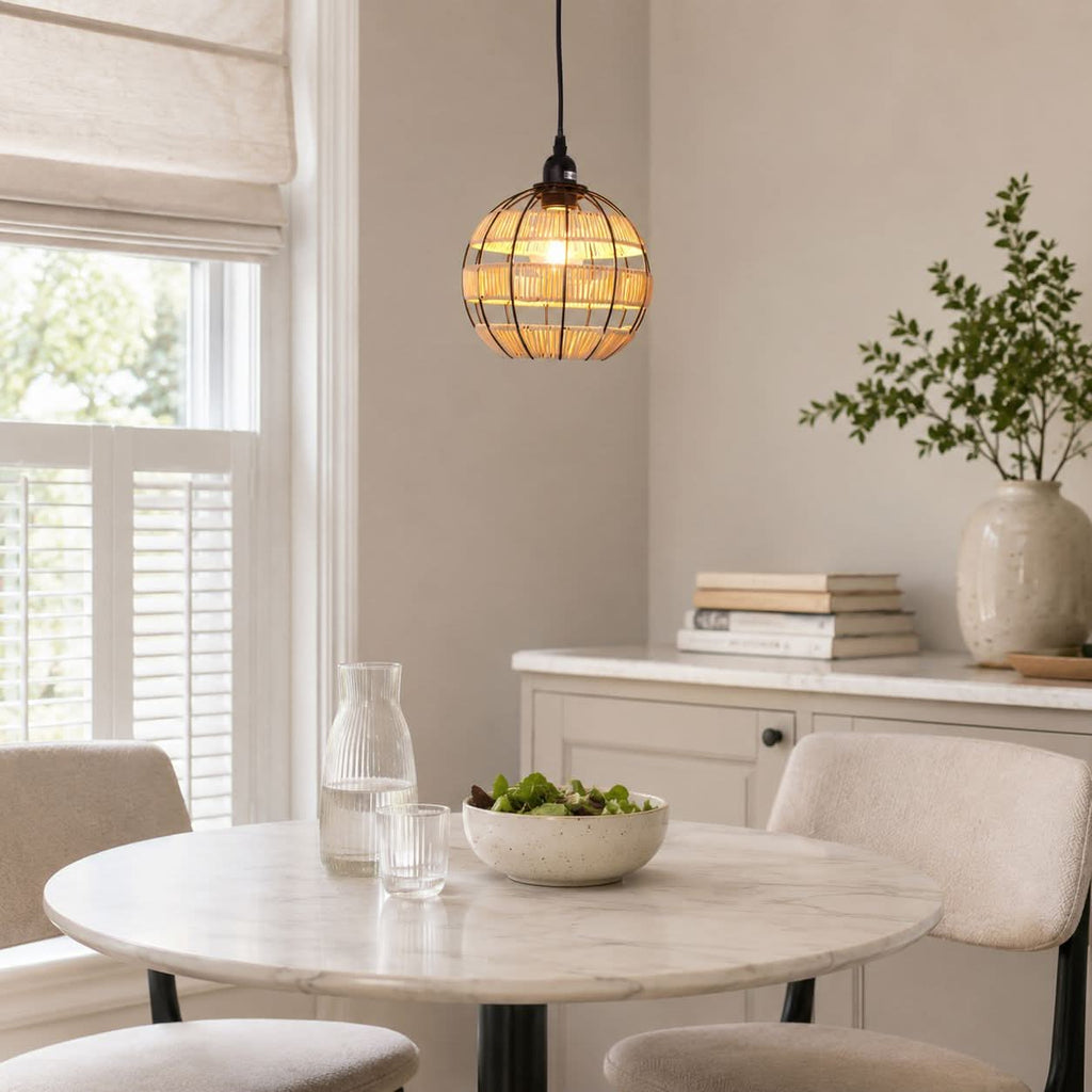 Glyph-Lightsin Woven Sphere Pendant Light for Cozy Natural Elegance