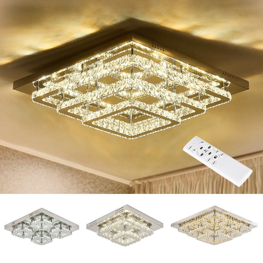 Modern 2-Tier Crystal LED Ceiling Light Fixture Dimmable/Non-dimmable