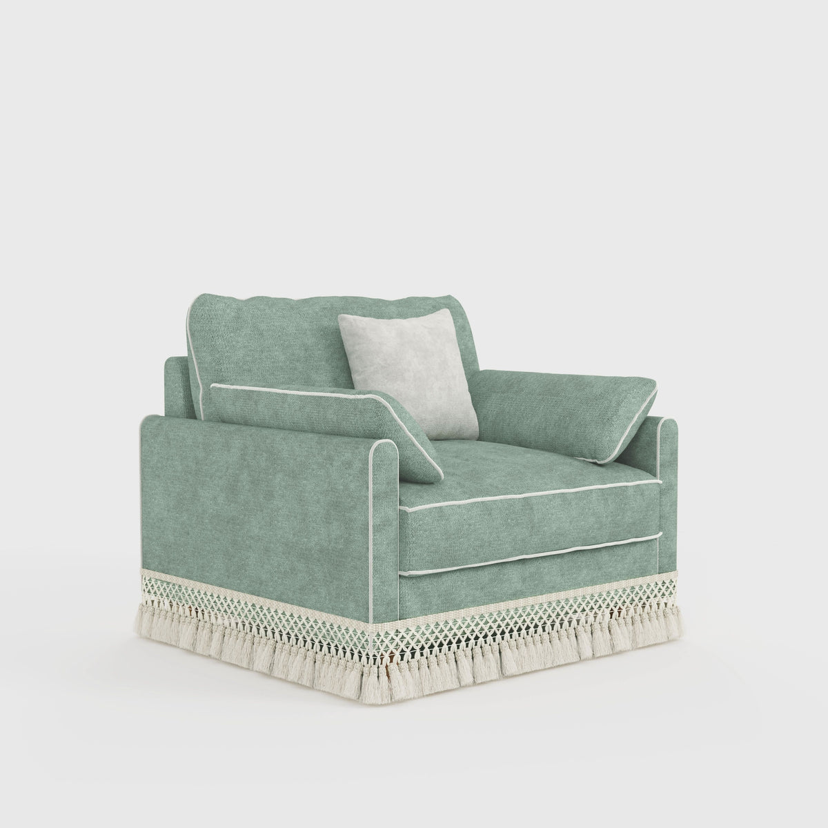 Cotton Linen Detachable Modular Sofa with Fringed Trim