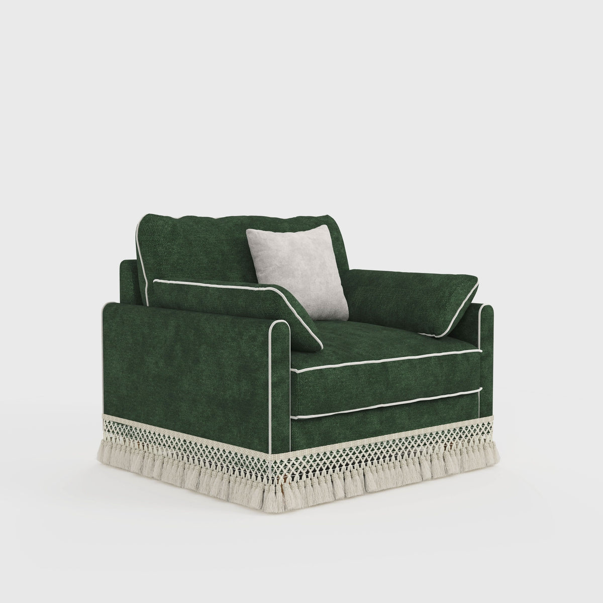 Cotton Linen Detachable Modular Sofa with Fringed Trim