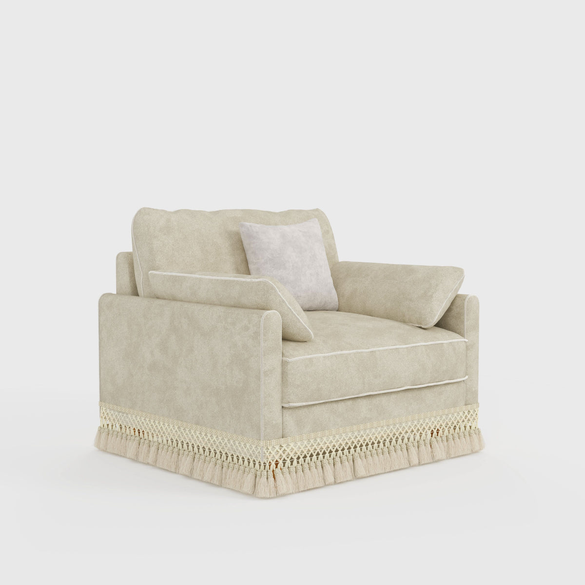 Cotton Linen Detachable Modular Sofa with Fringed Trim