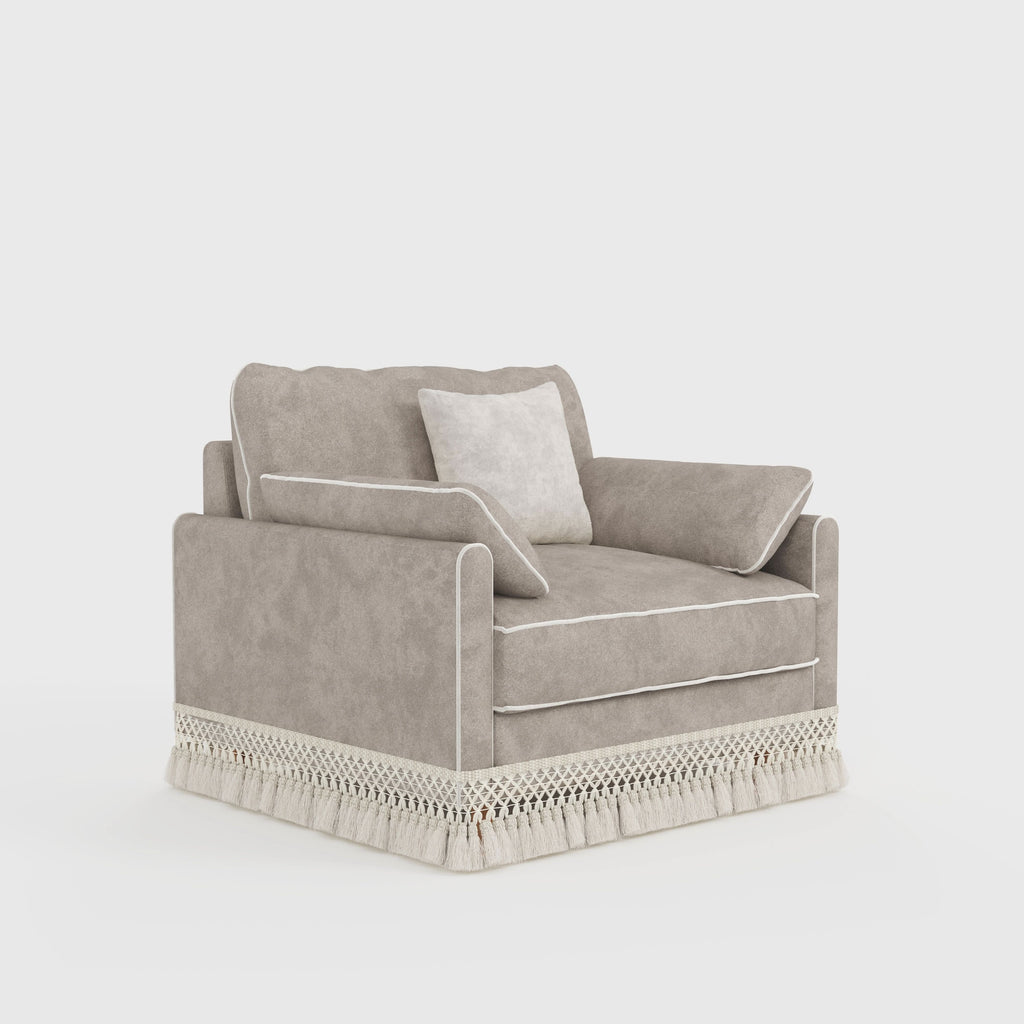 Cotton Linen Detachable Modular Sofa with Fringed Trim