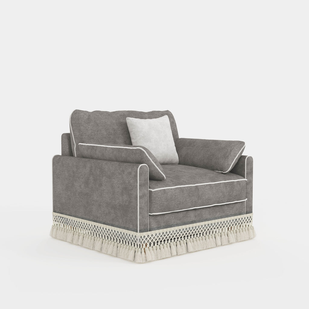 Cotton Linen Detachable Modular Sofa with Fringed Trim