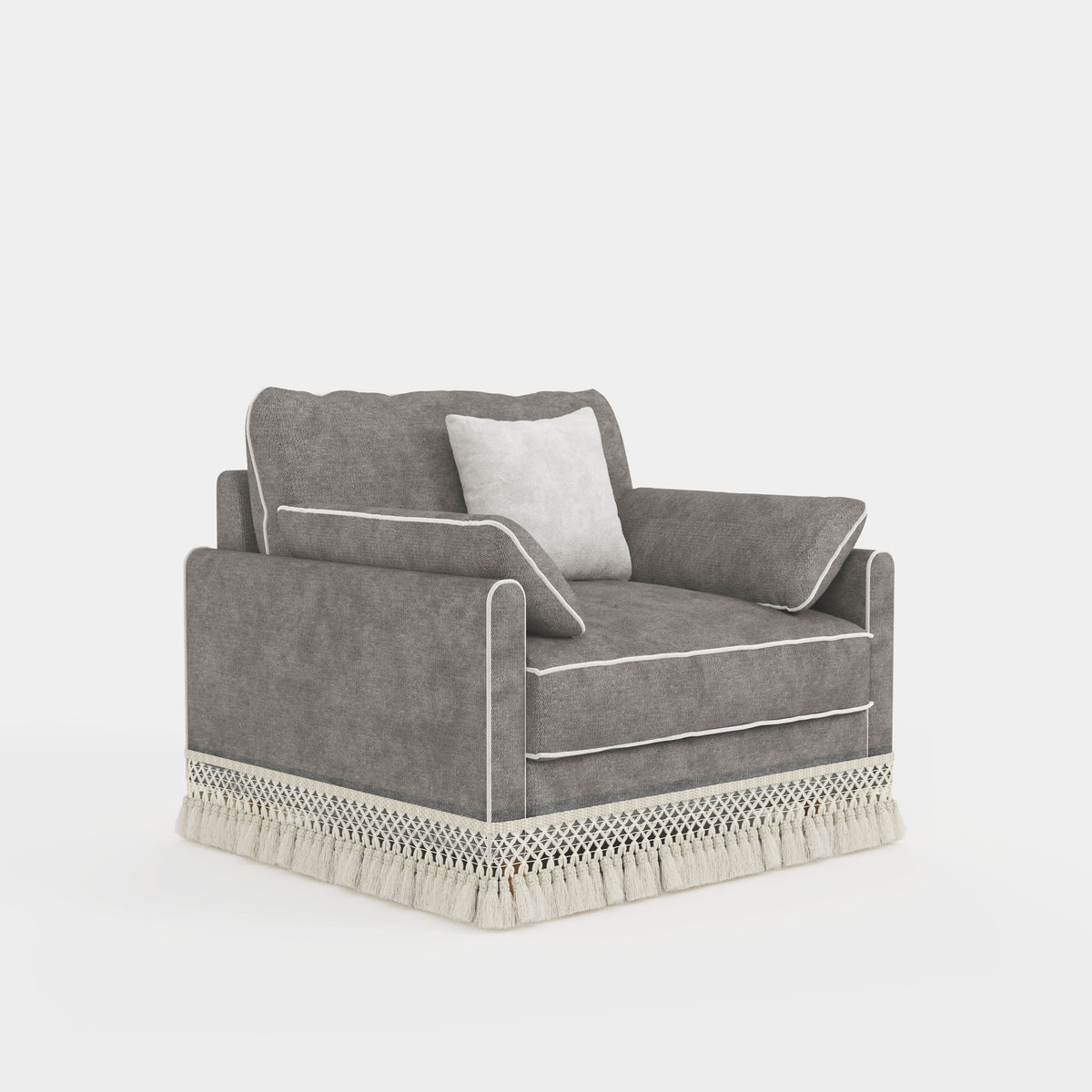Cotton Linen Detachable Modular Sofa with Fringed Trim