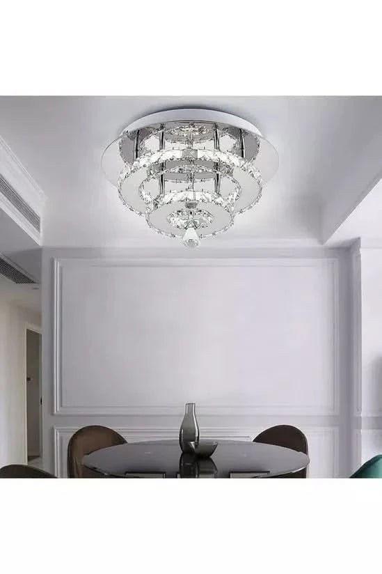 30cm W Stacked LED Ceiling Light with Crystal Rims Energy Saving
