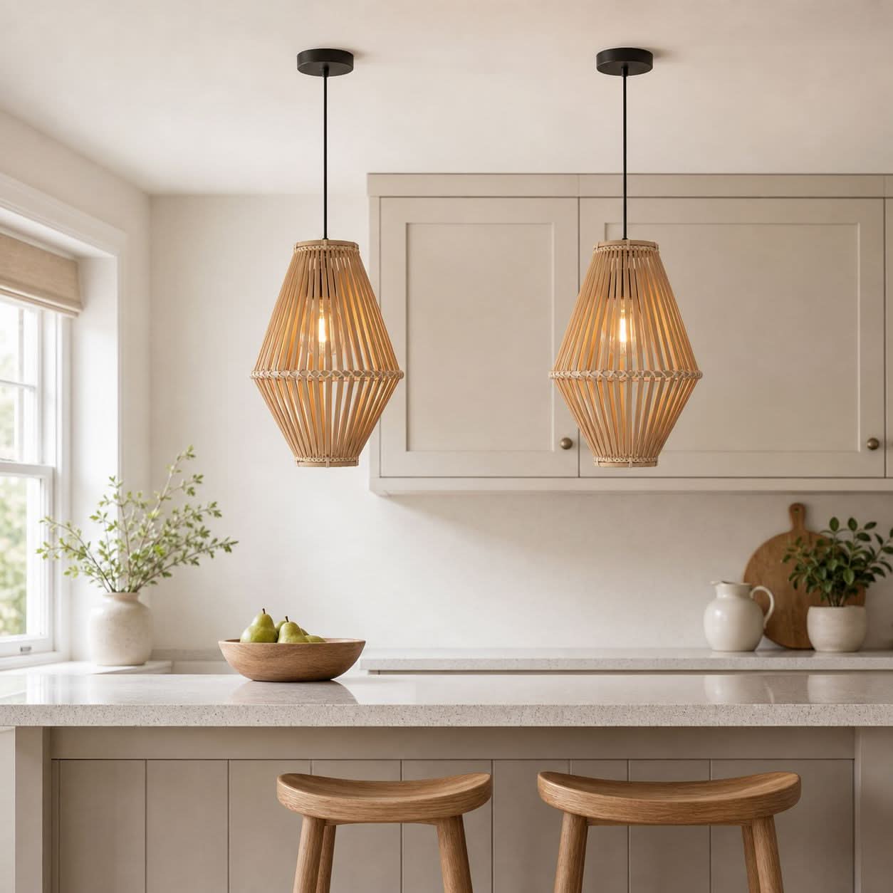 Lightsin Sustainable Geometric Bamboo Pendant Light