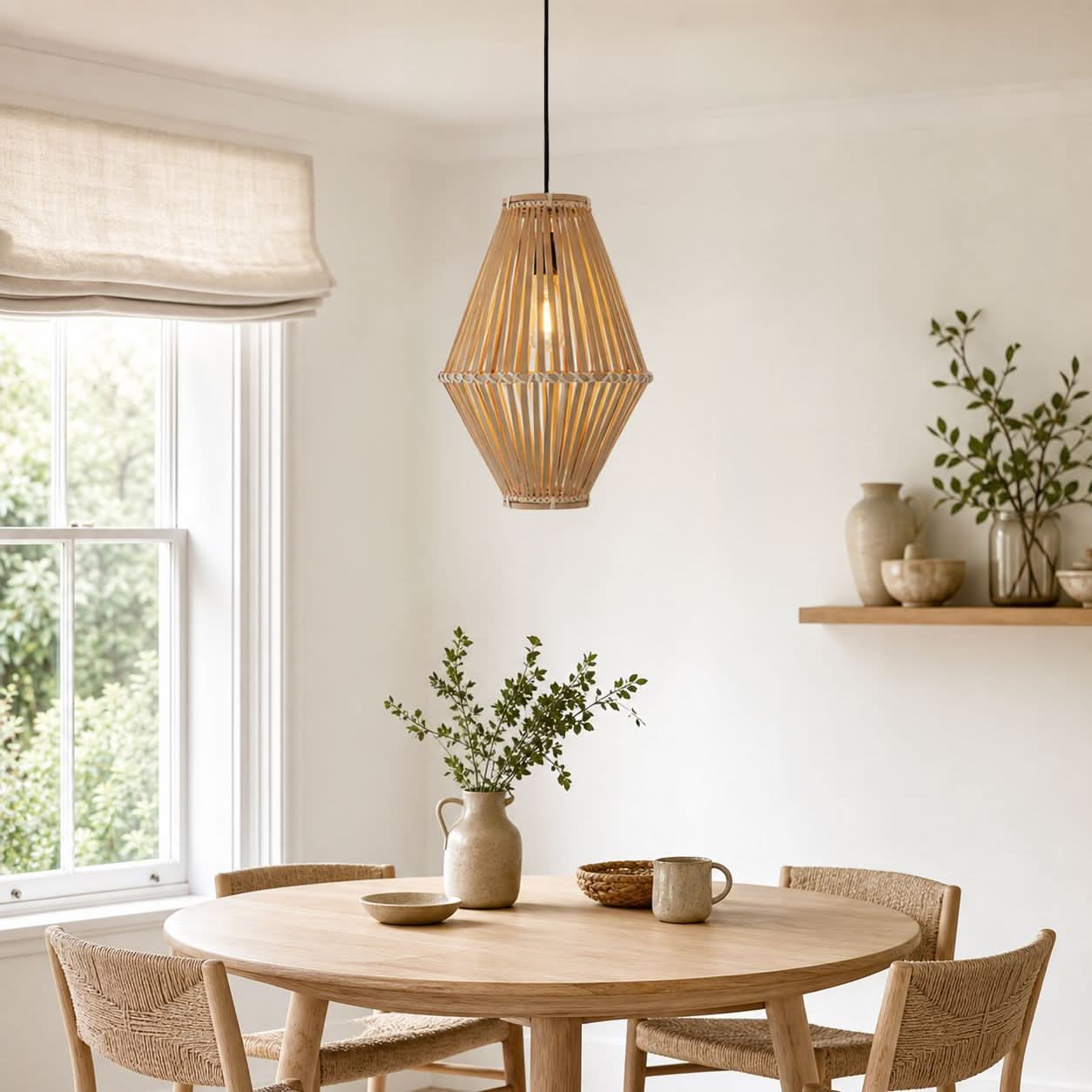 Lightsin Sustainable Geometric Bamboo Pendant Light