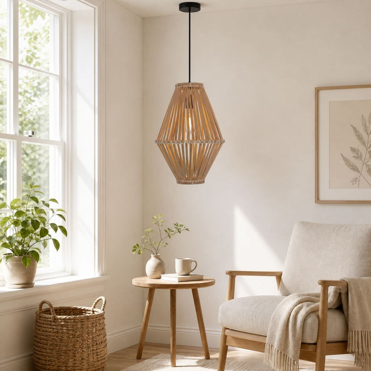 Lightsin Sustainable Geometric Bamboo Pendant Light