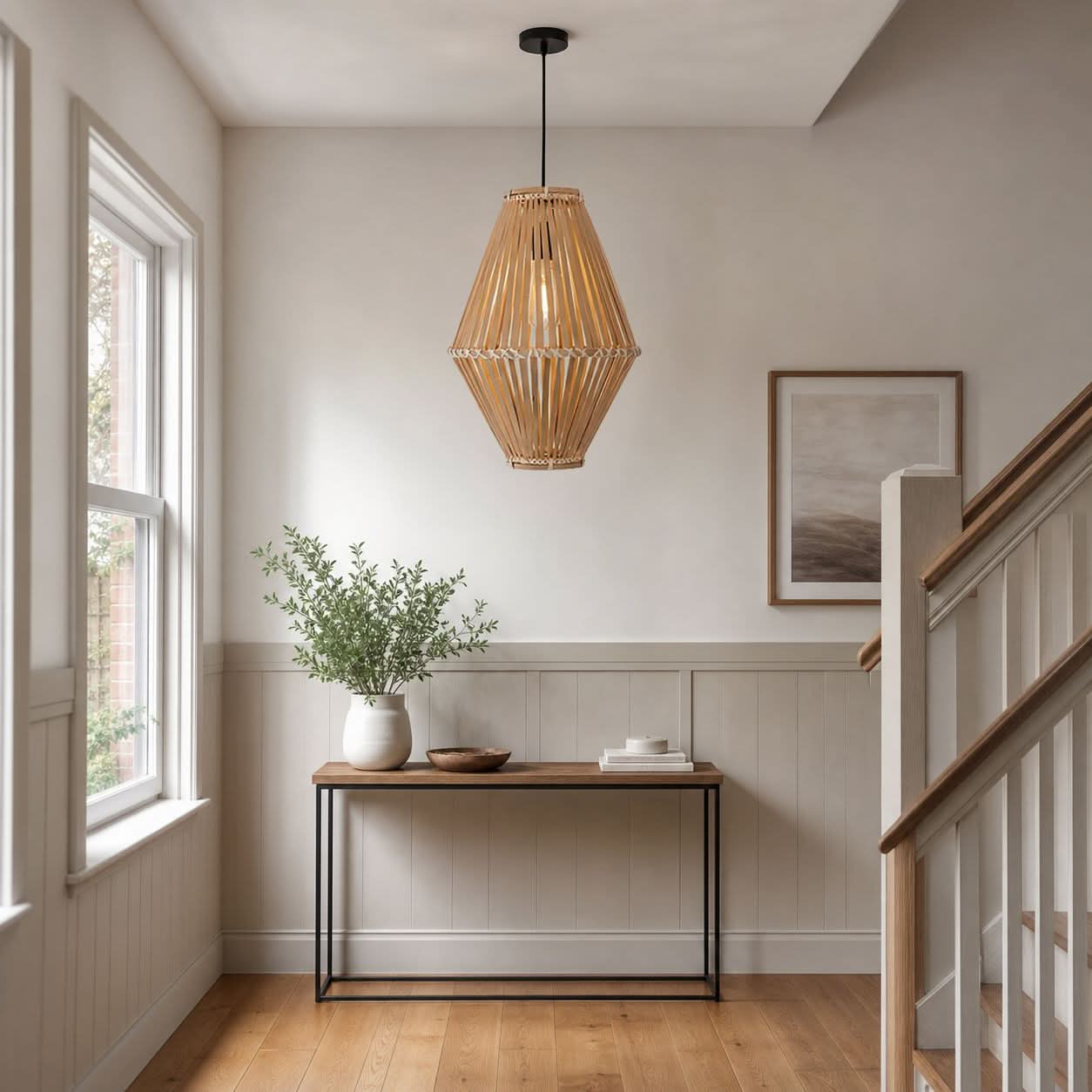 Lightsin Sustainable Geometric Bamboo Pendant Light