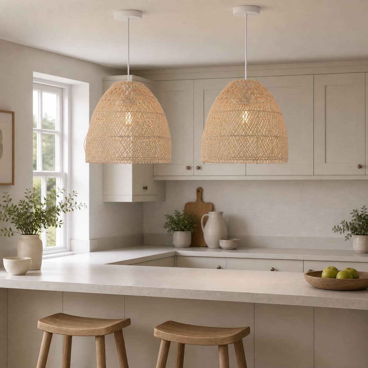 Lightsin TerraBell Dome Shaped Rattan Hanging Light